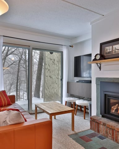 Panorama of the Whiffletree condo complex with Killington Mountain in the Vermont winter.